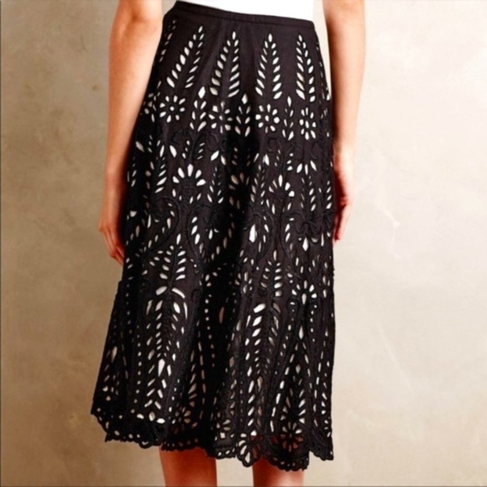 Anthropologie Kas New York Black Eyelet Skirt